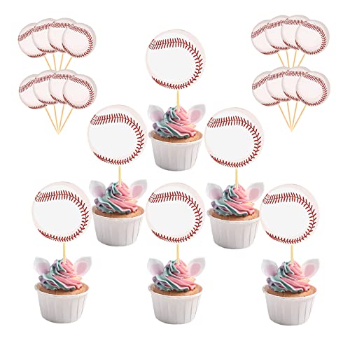 Nmas Baseball Cupcake Cake Toppers Party Supplies Dessert Decorations For Themed Party, Sport Theme Rookie Of Year Topper Baby Shower Or Happy Birthday Decoration 48Pcs #TOP12