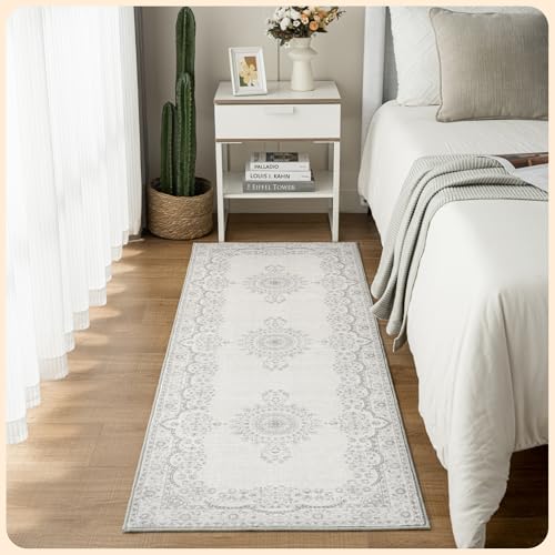 Istana Hallway Runner Rug 2x6 - Grey/White Cream...