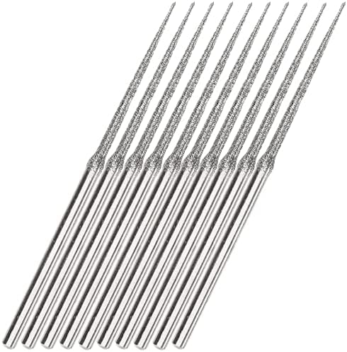 10pcs 3mm Shank Diamond Grinding Head Burr Punch Needle Drilling Bits Small Long Cone 1mm for Rotary Tools Includes Dremel