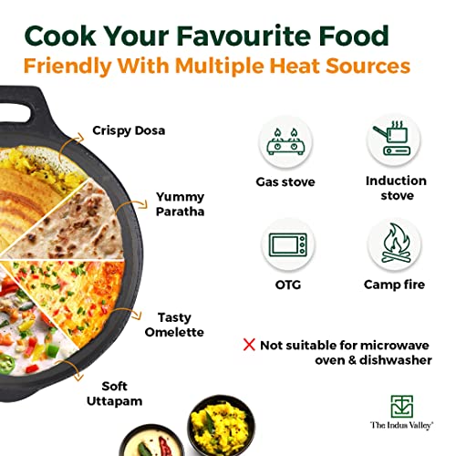 The-Indus-Valley-Super-Smooth-Cast-Iron-TawaTava-for-DosaRotiChappatiNaan-with-Handle-108-Inch-25kg-Gas-Induction-friendly-Pre-seasoned-100-Toxin-free-Naturally-Non-stick-Long-Lasting