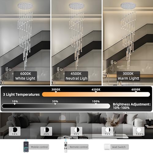 Image of 30-Lights Bubble Crystal Chandelier for Entryway High Ceiling,Chrome