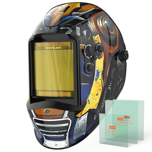 Image of YESWELDER Large View Auto Darkening Welding Helmet, Blue Light Blocking, 1 /1 /1 /1 True Color Solar Powered Welder Hood Mask with 4 Arc Sensors, Wide Shade 3 /5-9 /9-13 for TIG MIG ARC Cut and Grind