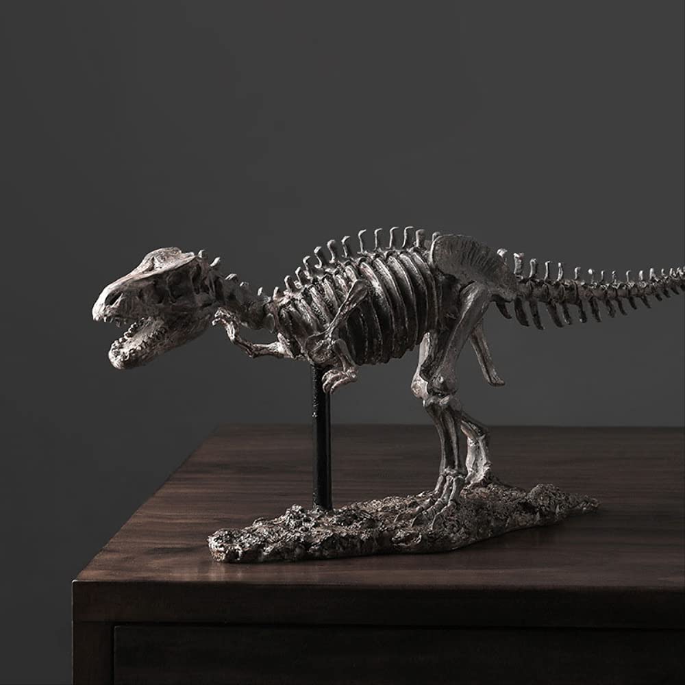 Archaizująca figurka szkieletu dinozaura, skamieniała rzeźba z żywicy w stylu vintage, dekoracja domu