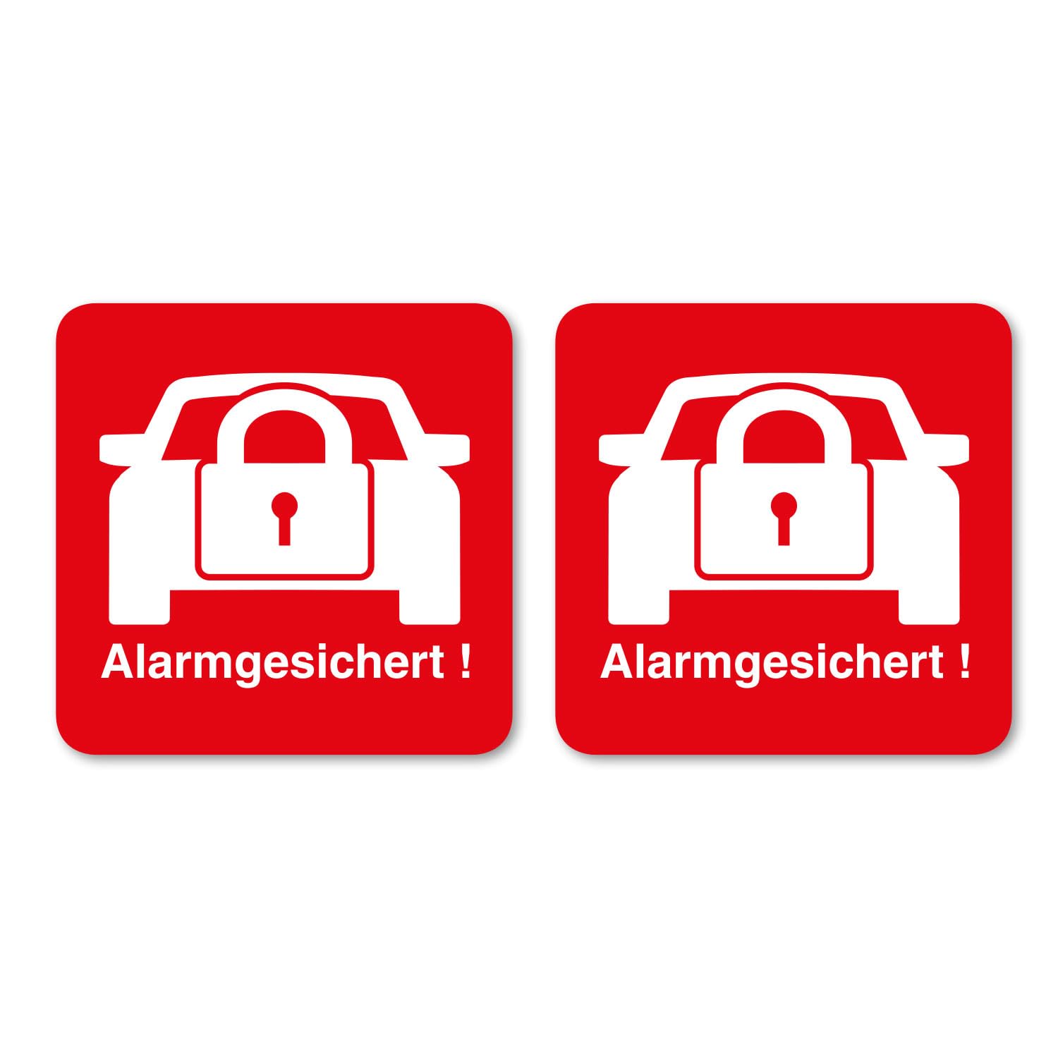 iSecur set de 2 pegatinas Alarma activa | 30x30 mm | Pegatina interior | Rojo blanco | Aviso sistema de alarma | Pegatina seguridad antirrobo | Para vidrios de ventanas casa, coche, camión | hin068