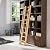 KINMADE 8 ft Rolling Library Ladder, Sturdy Wood Step and Build-in Handrail, Multi-use for Loft Stairs/Bookshelf, Red Oak (Total Length 93.4’’)