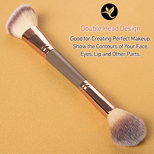 Image of Foundation Makeup Brush, Double Ended Makeup Brushes for Blending Liquid Powder, Concealer Cream Cosmetics, Blush brush B02-Brown, 1 - Pcs