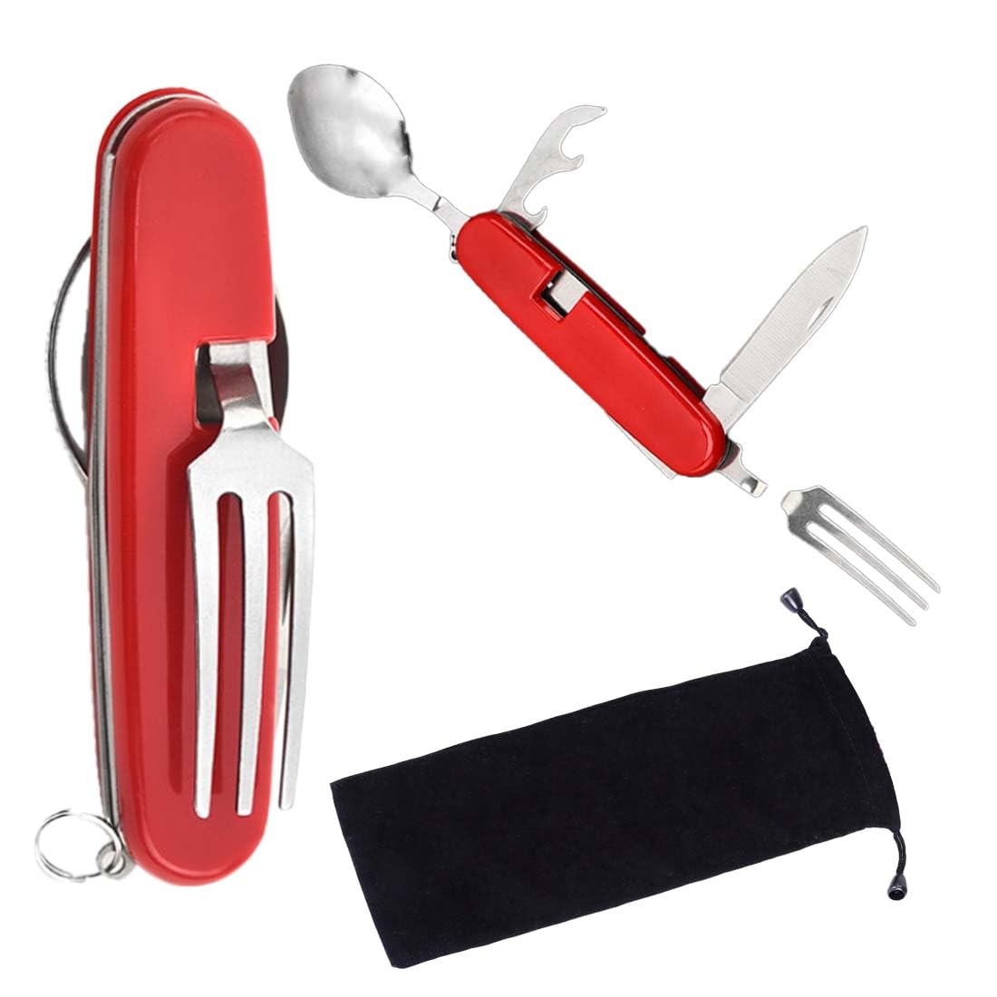 1 Pezzo Posata 4 in 1 Pieghevole, Campeggio Multiuso, Acciaio Inossidabile, Posate Da Viaggio, Set Posate Campeggio, Escursioni, Picnic