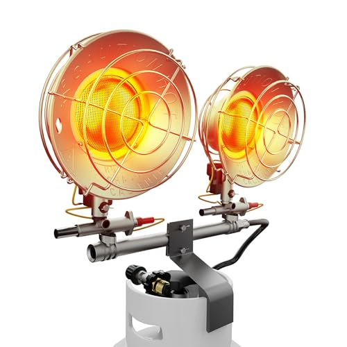 QIOMALA 30000 BTU Propane Heater Outdoor, Double Tank Top Cordless Radiant Gas Heater, Tip-Over Protection, Safety Shut-off Valve for Patio, Camping, Fishing, Garage