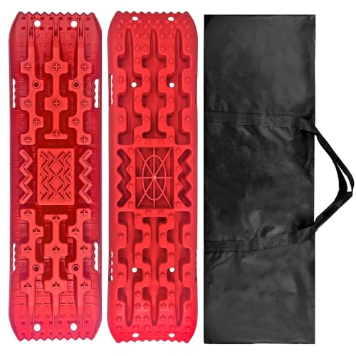 XYJBHB Heavy-Duty 41' Off-Road Traction Boards & Recovery Boards with Jack Lift Base, for Mud Snow Sand, 2PCS Vehicle Recovery Gear for Truck Jeep SUV with Storage Bag