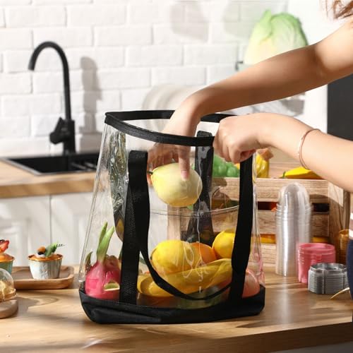 Image of Silkfly Clear Tote Bags Bulk, PVC Shoulder Handbag, Security Approved See Through Bag with Zipper Closure for Work