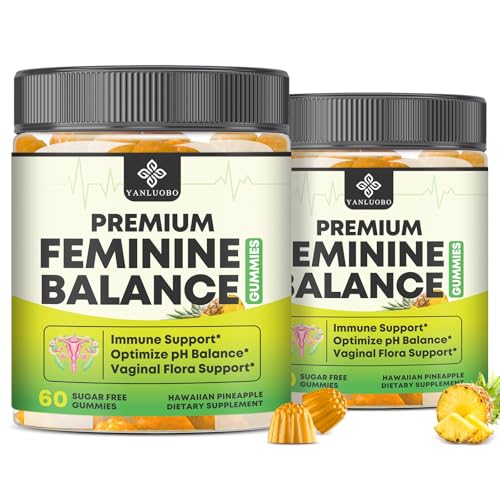 YANLUOBO Feminine Balance Probiotic Gummies - Women's Vaginal Health Support | PH Balance & Odor, Flora, Immune Support | Probiotics for Women, Vegan Pineapple Flavor, 120 Count