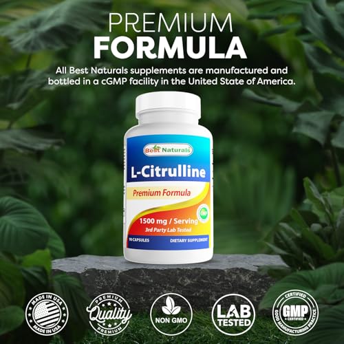 Image of Best Naturals L-Citrulline Capsules - 1500mg /Serving - Non-GMO - Gluten Free - 90 Capsules (90 Count (Pack of 1))