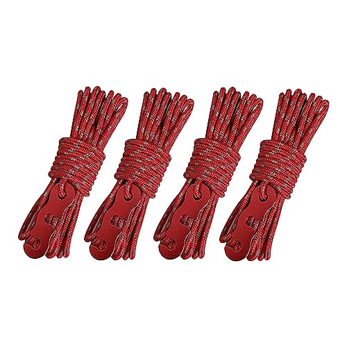 SECRET DESIRE 4X Camping Tent Cords Hiking Picnic Survival Gear Activity Outdoor Guy Lines Red