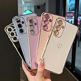 Knoowcase Samsung Galaxy S24 FE Case Samsung S24 FE Phone Case for Girls Women Shockproof Flexible Silicone Bumper Lens Protection Luxury Plated Gold Heart Slim Anti Scratch Phone Cover, Pink - Image 5