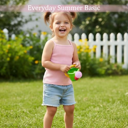 Image of ROMPERINBOX Toddler Tank Tops Girls Spaghetti Strap Ribbed Knit 3 Pack Sleeveless Casual Basic Cami Top for 12M-4T