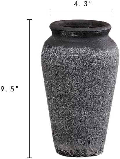 Miniatura 3 de Jarrón de arcilla de granja para flores, grande, maceta de jardín de cerámica rugosa para plantas al aire libre, jarrones franceses altos para