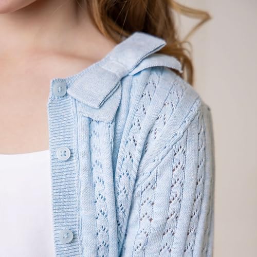 Image of Hope & Henry Girls' Long Sleeve Fancy Cardigan Sweater with Stripe Trim