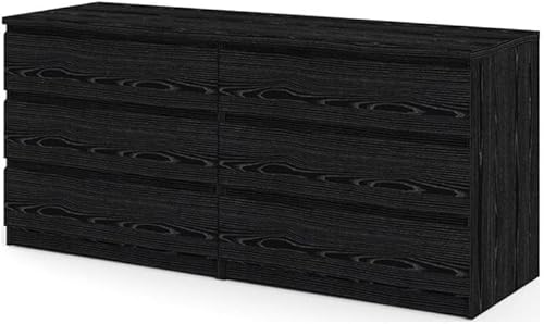 Tvilum 6 Drawer Double Dresser, Black Woodgrain