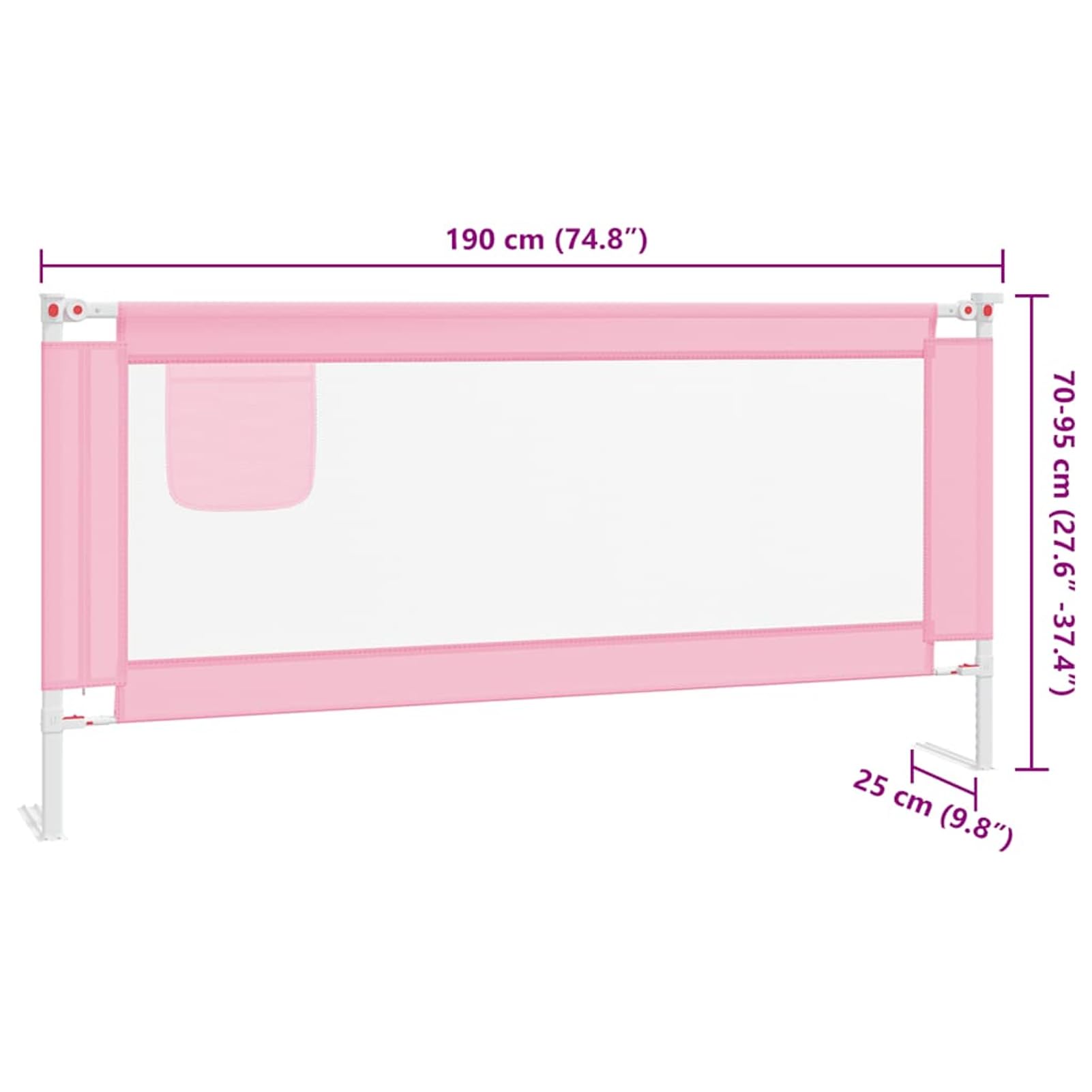 Tidyard Barandilla de Cama Niños - Protección Anticaídas, Ajustable, Rosa, 190x25cm Modelo YFXLRZJ-10205ES