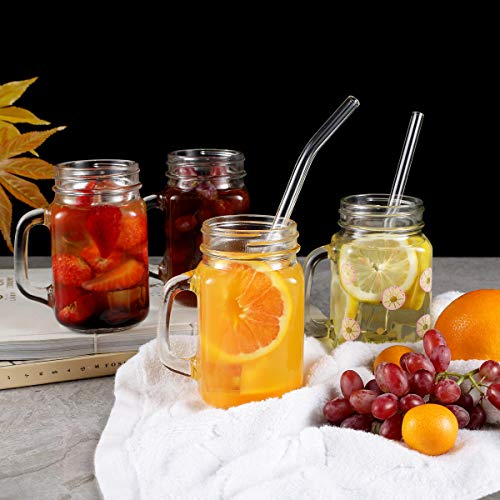 8Pcs Glass Drinking Straws, Straight 9 Inches X 10Mm Bent 8.2 Inches X 10Mm, Reusable For Hot Or Cold Drinks, Eco Friendly, Cleaning Brushes Included #TOP6