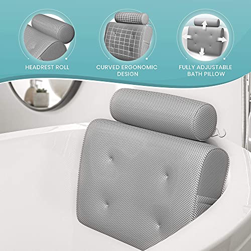 Everlasting Comfort Bath Pillow - Supports Head, Neck and Back in Tub - Bathtub Cushion