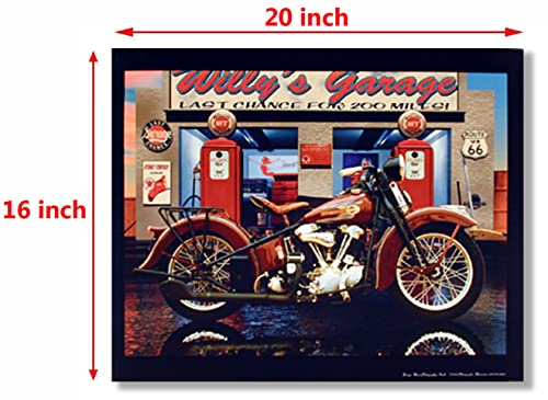 Harley Davidson Willy's Garage Vintage Motorcycle Route 66 Wall Decor Art Print Poster (16X20) #TOP1