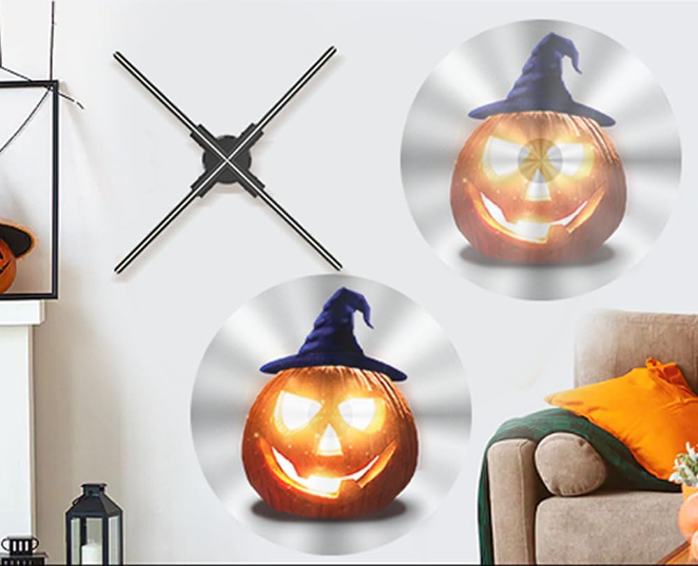 3D Hologram Display Showing Halloween Pumpkins