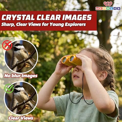 Image of Wembley Mini Binocular for Kids | Compact and Portable Outdoor Telescope for Boys and Girls | Binocular Toy with Neck String, Focus Adjustment and Ultra Zoom | Birthday Gift for Kids (Yellow)