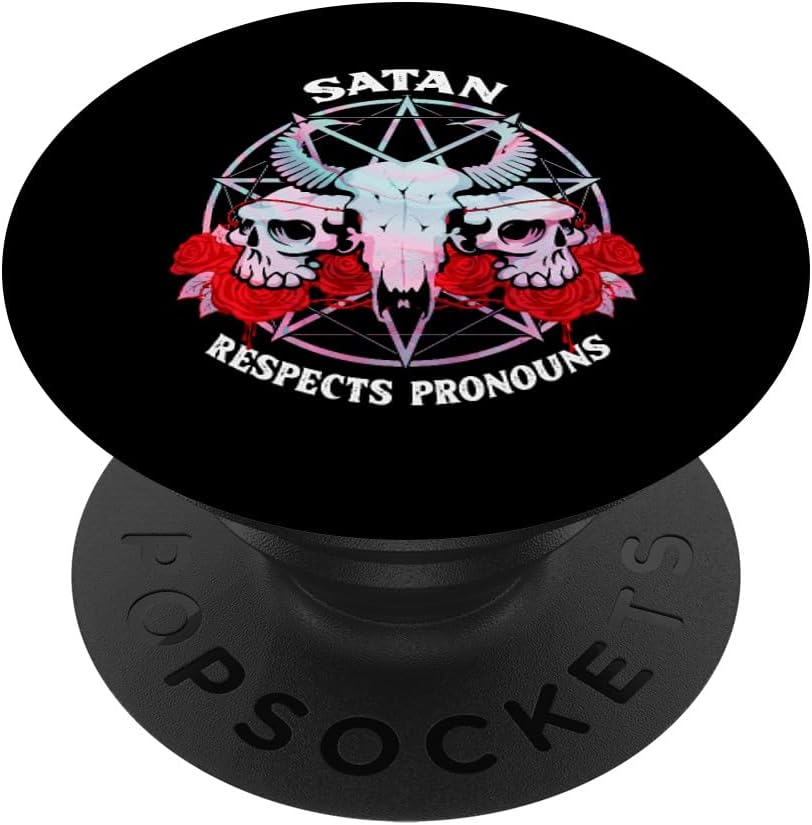 Satan Respects Pronouns Transgender Pentagram Trans PopSockets MagSafe PopGrip for iPhone