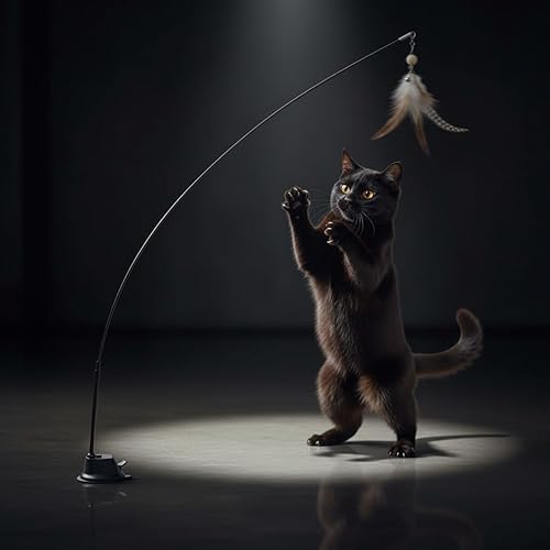 Miniatura 2 de SHAZORY Juego de juguetes interactivos de simulación de pájaros, juguetes interactivos para gatos de interior, juguete de plumas de gato, base de