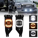 REALOVE LED Fog Light Assembly for FORD F250 F350 F450 F550 Super Duty 2005 2006 2007 Bumper Driving Fog Lamp Kit with DRL & Turn Signal 1 Pair