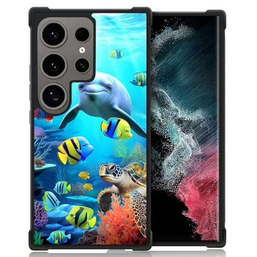 Goodsprout Compatible with Samsung Galaxy S24 Ultra Case,Ocean Dolphin Sea Fish Coral Amazing Pattern Design Shockproof Anti-Scratch Hard PC Back Case for Samsung Galaxy S24 Ultra Case