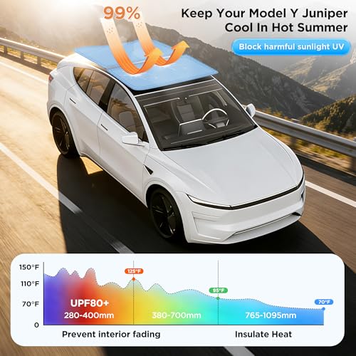 Image of 2026 Upgraded for Tesla New Model Y Juniper 2025 2026 Sunshade Roof [No Sag,Ice-Crystal Cooling Coatings] Heat Insulation Glass Roof Sun Shade for Tesla Model Y Accessories 2025 2026 Beige