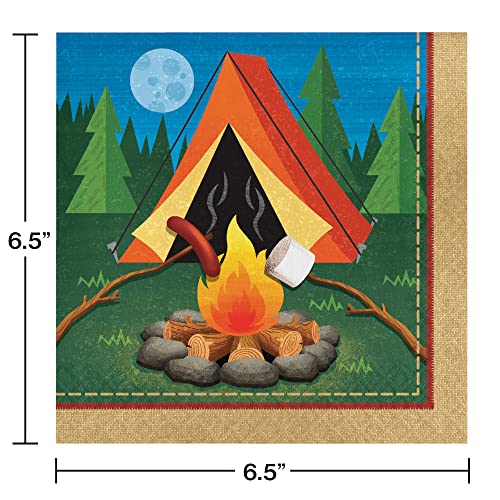 Kids Summer Camping Fishing Birthday Party Supplies Tableware Set For 16 | Happy Camper Backyard Bonfire Tent Forest Nature Camp Out Disposable Paper Plates And Napkins (64 Pieces) #TOP2