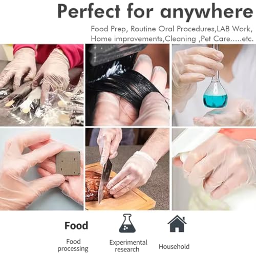 Image of adbeni Vinyl Disposable Gloves | Powder-Free & Latex-Free | Clear Premium | Food-Safe, Water-Resistant, Ambidextrous | Kitchen, Cleaning, Cooking, Salon, Travel, Home & Professional Use | 25 Pcs