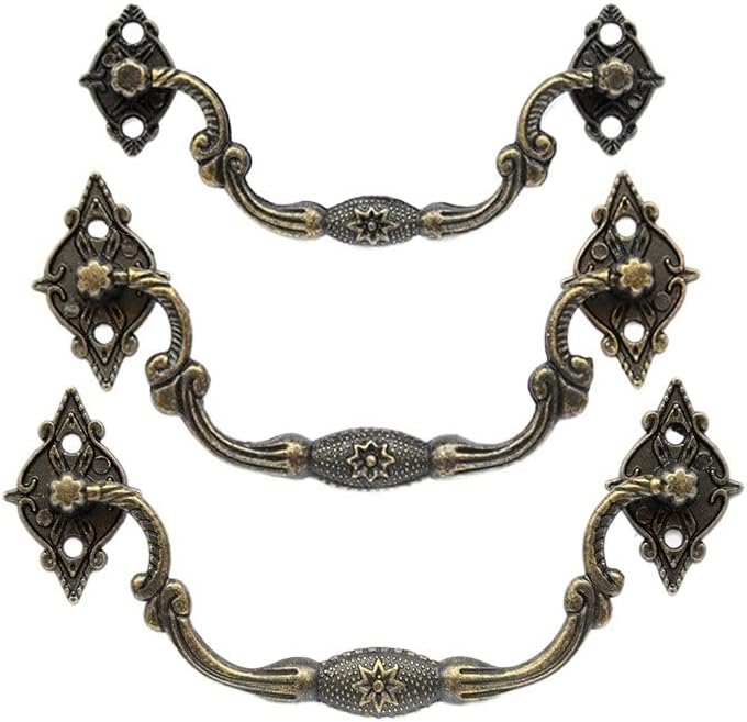 SKYDIN Hinges Zinc Alloy Antique Furniture Handles Carved Handle Drawer Door Knobs Jewelry Box Bronze Cabinet Pulls Furniture Handware Hardware (Color : Big Size)