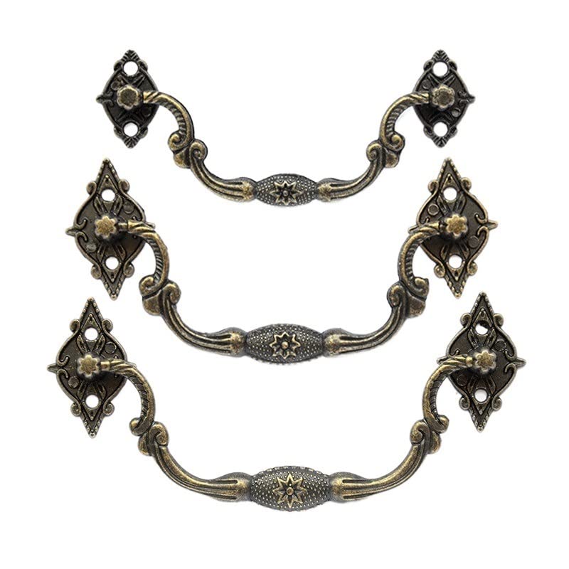 SKYDIN Hinges Zinc Alloy Antique Furniture Handles Carved Handle Drawer Door Knobs Jewelry Box Bronze Cabinet Pulls Furniture Handware Hardware (Color : Big Size)