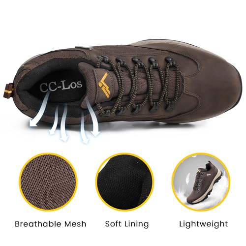 Image of CC-Los Men's Hiking Shoes Slip Resistant Work Shoes Durable Rubber Sole Outdoor Trekking Daily Work Brown Size 7-13.5