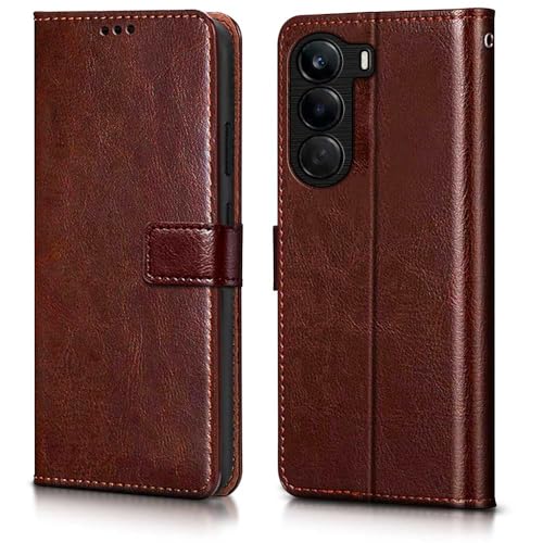 Image of WOW IMAGINE Shock Proof Flip Cover Back Case Cover for 1+ OnePlus Nord CE 6 Lite 5G (Flexible | Leather Finish | Card Pockets Wallet & Stand | Brown)