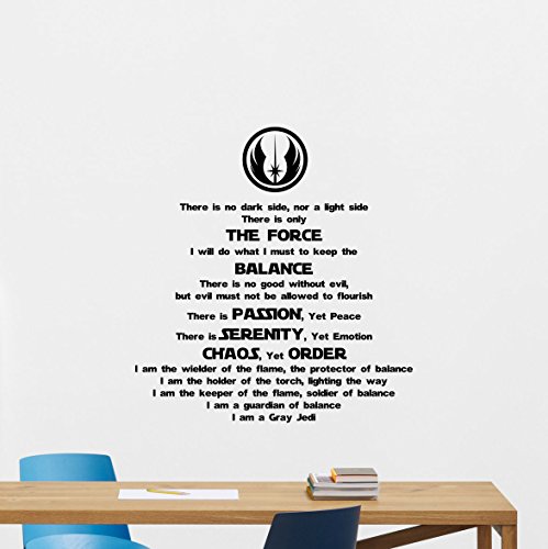 Star Wars Wall Decal Quote Gray Jedi Code Codex Vinyl Sticker Cartoons Boy Kids Wall Art Nursery Decor Mural 261hor