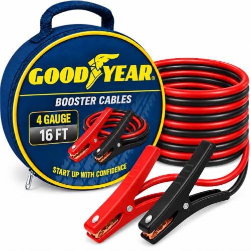 GOODYEAR Heavy Duty Jumper Cables for Car Battery - 4 Gauge Thick Wire, Extra Long 16 ft Booster...