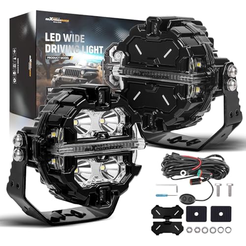 maXpeedingrods 2X 3.5 Inch 160W LED Offroad Pod Lights, Round Light Bar 19200LM Bright with Amber/White DRL 3 Modes, 270°Side Shooter for Trucks Jeep Pickup ATV UTV Motorcycles, with 4 Black Covers