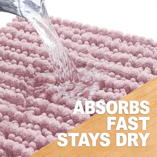 Image of OLANLY Bathroom Rug Mat 44x32, Thick Soft and Absorbent Chenille Bath Mat, Non-Slip Rubber Backing, Machine Washable Quick Dry Bath Rugs for Tub Shower Floor, Home Decor Accessories, Dusty Rose