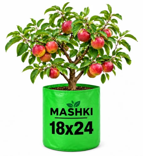 Image of MASHKI 20x30 Inch Extra Deep Grow Bag for Guava, Dwarf Mango & Fruit Plants | 300 & 400 GSM Heavy Duty HDPE | Long Life UV Stabilized Tree Planter for Terrace & Garden (3, 18x24 Inches, 400 GSM)