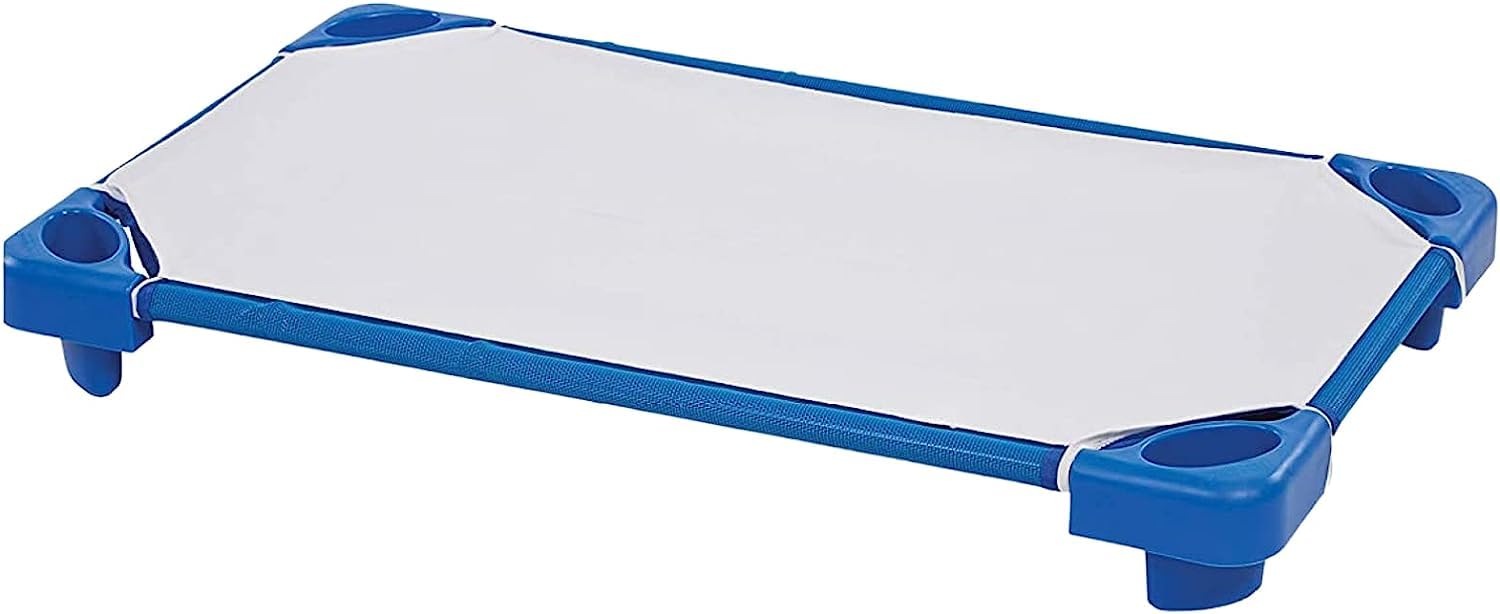 Pack de 6 Cunas Apilables para Guardería y 6 Sábanas Bajeras para Cuna Apilable – Cuna Apilable para Guardería 132cm x 58cm x 15cm y Sábana Bajera 132cm x 58cm