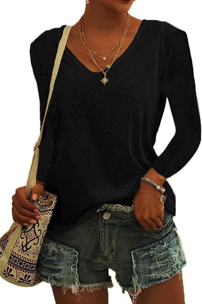ASKSAWomen V Neck Cap Sleeve T-Shirt Summer Solid Color Tank Top Casual Loose Shirts Basic Tee Tops