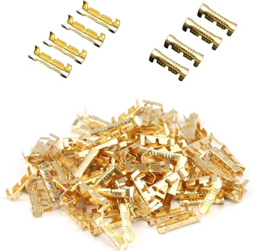 100 St100 Stück Messing Crimpklemmen,U Förmige Crimpverbinder,Kabel Verbinder 0,3-1,5mm Kabelverbinder,Doppelgelenk Stossverbinder,Crimpverbinder,für Sichere Und Zuverlässige Elektrische