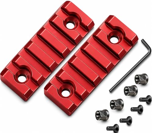 Gotical 2-Pack 5 Slots Picatinny Rail Aluminum Finish Red Attachment Accessory