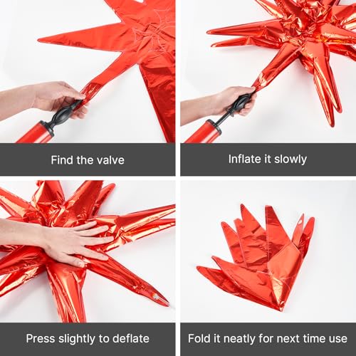 Image of PartyWoo Red Star Foil Balloons 10pcs Different Sizes Pack of 42 27 22 Inch Explosion Spike Mylar Balloons for Graduation Wedding Anniversary Birthday Bachelorette Engagement Party Decorations