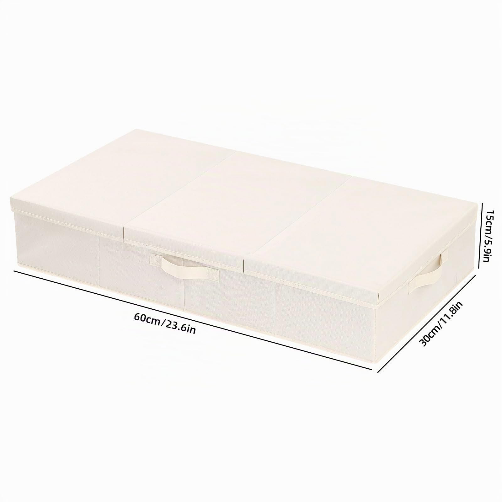 Set de 3 Bolsas Almacenaje Ropa con Tapa,Beige,60×30×15cm | Contenedores de Almacenamiento Tela, Almacenaje Bajo Cama, Cajas Organizadoras para Guardar Mantas, Edredones